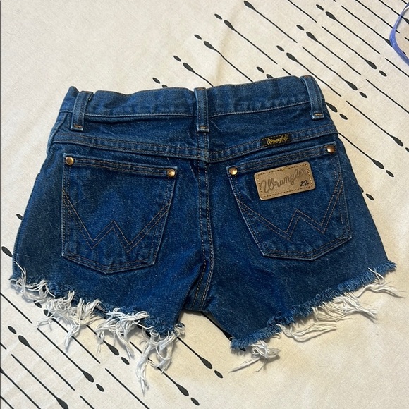 Vintage Wrangler Blue Jean Shorts with Distressed Cut-Off Style.  Size 22. - Picture 1 of 8